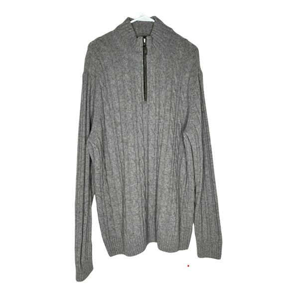 Daniele Blasi Men's Cable Knit Sweater in Gray Wool Blend 1/4 Zipper Size XXL - Picture 1 of 6